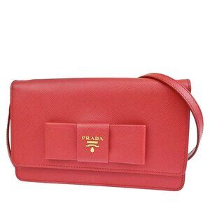 PRADA MILANO Saffiano Fiocco Ribbon 2Way Shoulder Clutch Bag